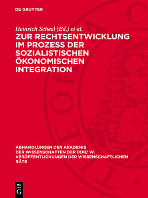 cover image of Zur Rechtsentwicklung im Prozeß der sozialistischen ökonomischen Integration